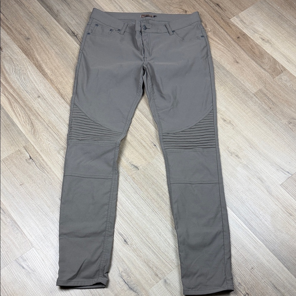 prAna Brenna Pants Women 12 Slate Green‎ Moto Skinny Stretch Outdoor Hiking